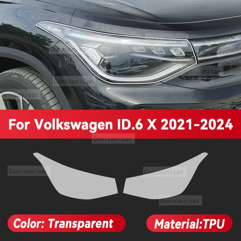 ل Volkswagen ID.6 X 2021-2024 سيارة العلوي الغطاء الواقي فيلم الضوء الأمامي شفافة بولي TPU كشافات الملحقات