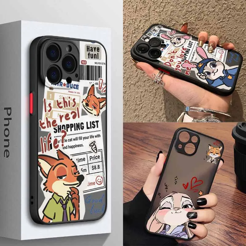 

Zootopia couple Cute For OPPO Realme 15 13 12 11 10 9i 8 7i 7 6 5 Pro Plus Frosted Translucent Soft Phone Case