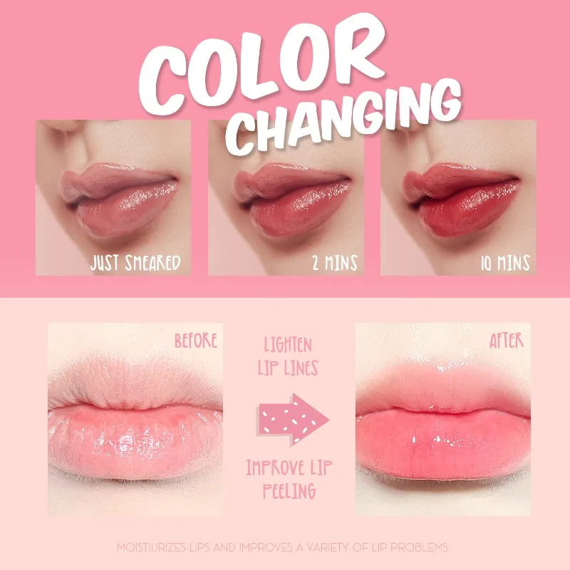 Color Changing Lip Glaze Moisturizing Lip Balm Replenishes Moisture Reduces Lip Lines Naturally Without Fading Clear Glass Lips