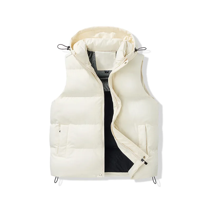 2025 Autumn Winter New Fashion Men's Solid Color Simple Basic Sleeveless Casual Trendy Vests Male Clothes Thicken Coats Tops
