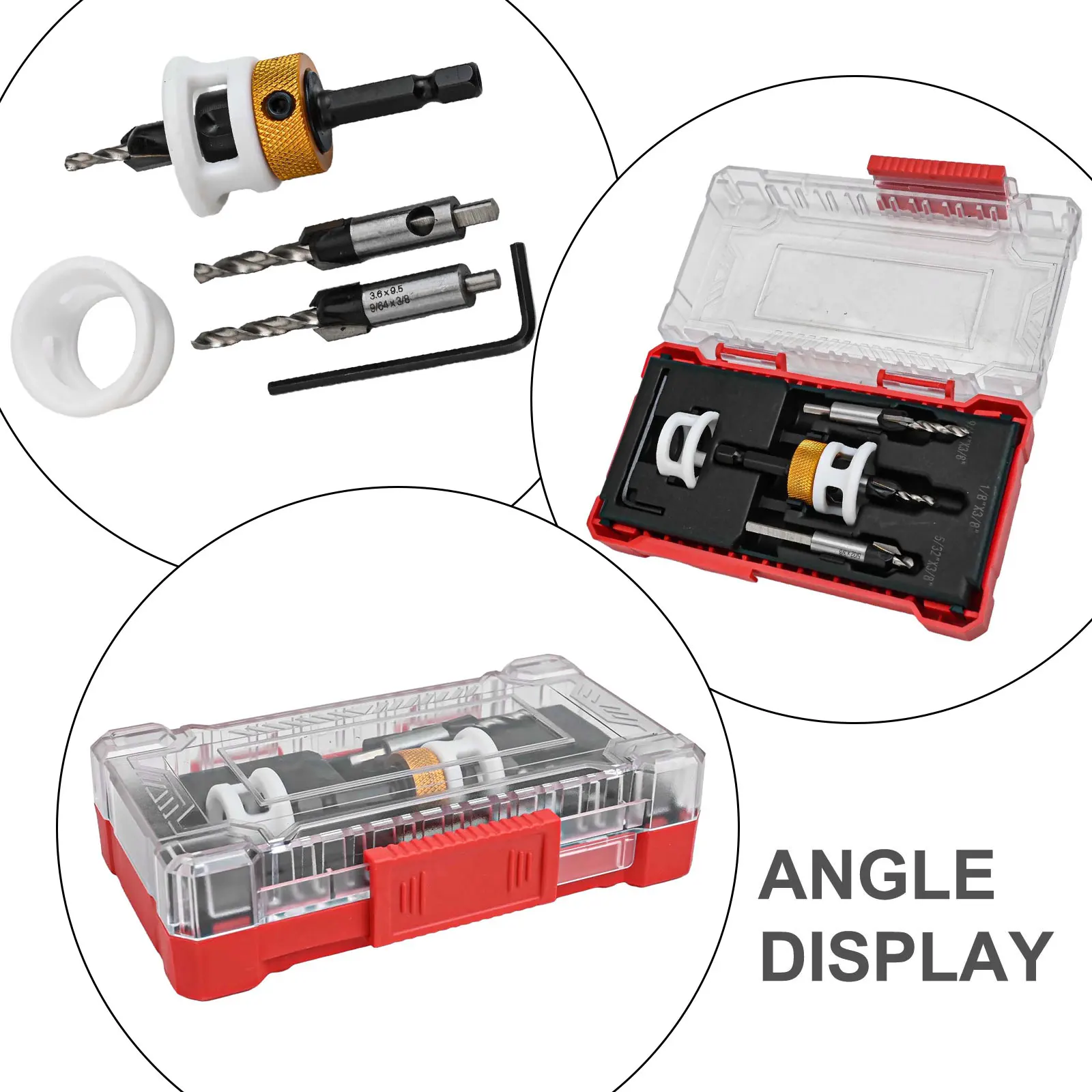 DIY Projects 1 8 Drill Bit Countersink Drill Bit Set Adjustable Depth Stop 3-piece Drill Bit Set Carbide Drill Bits