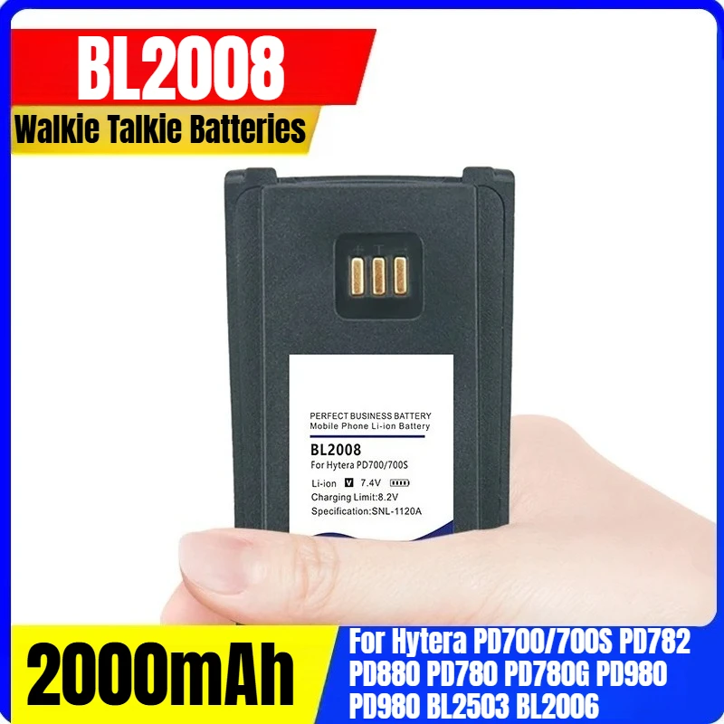 7,4 В 2000 мАч BL2008 Аккумуляторы для рации для Hytera PD700/700S PD782 PD880 PD780 PD780G PD980 PD980 BL2503 BL2006