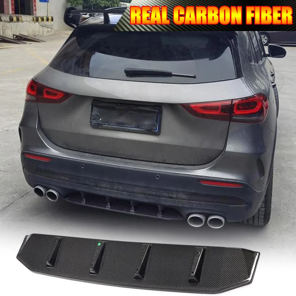 

REAL CARBON Rear Under Bumper Lip Diffuser Cover For Benz H247 GLA250 GLA35 Spoiler Car Accessories