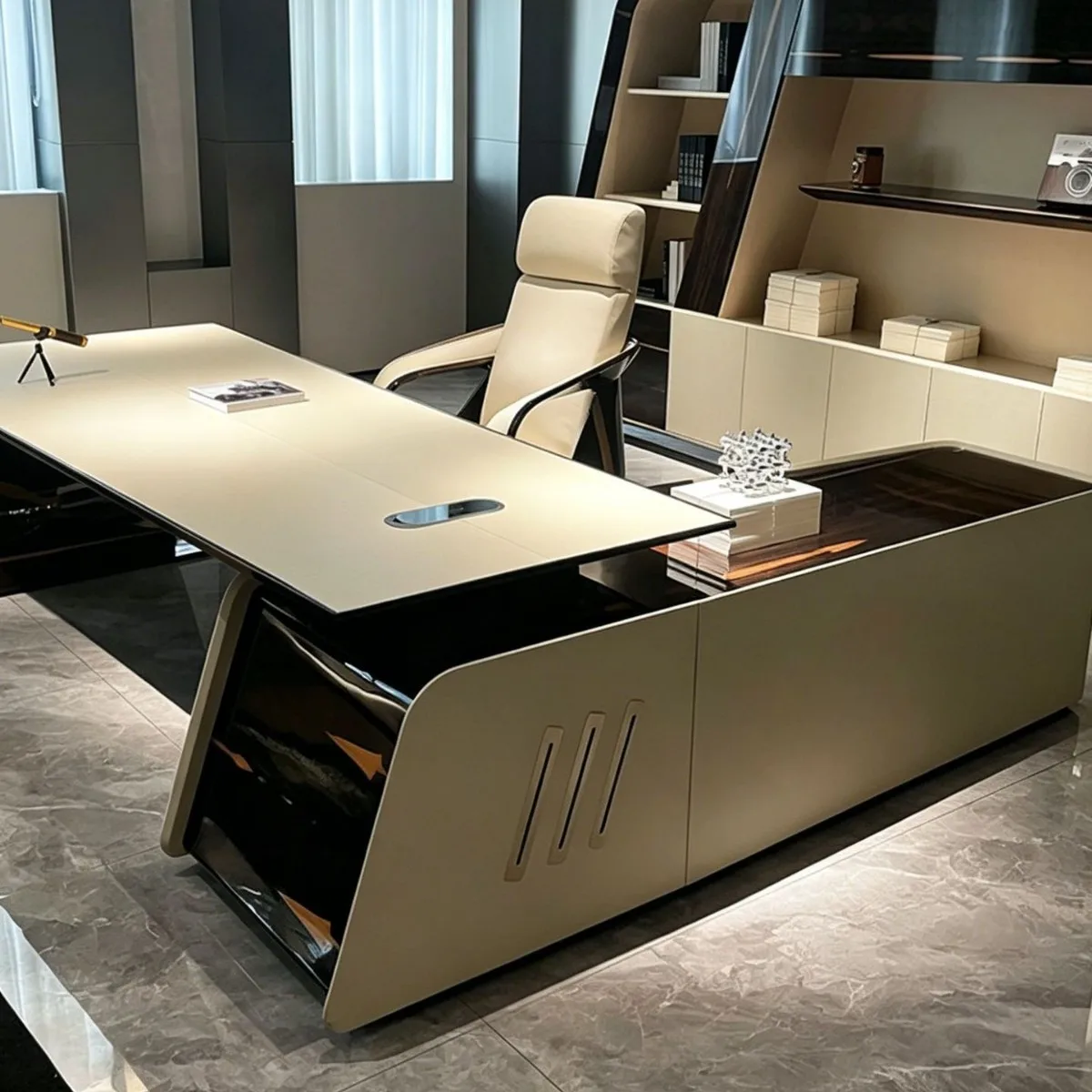 Modern high-end president's desk, high-end light luxury boss desk, chairperson's office, luxury desk and chair desk