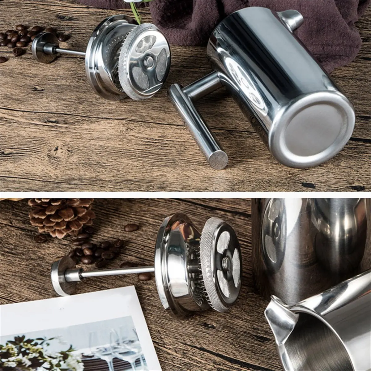 350mlCoffee Maker Pot French Coffee Maker Stainless Steel Double Walled Insulated Coffee Maker Pot