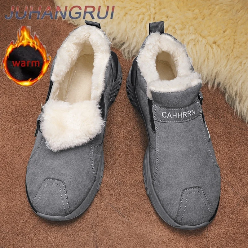 

Winter Waterproof Snow Boots Men Boots High Top Plus Velvet Warm Side Zipper Outdoor Ankle Boot Male Casual Cotton Shoe Non-slip
