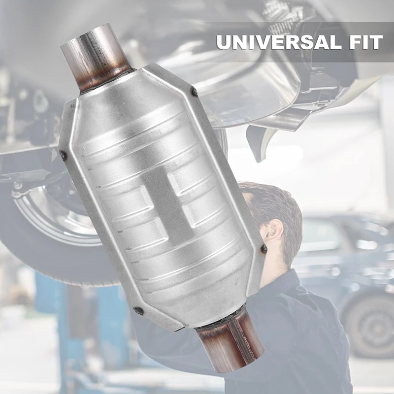 Inlet/Outlet Universal Catalytic Converter, With O2 Port & Heat Shield 53004 Car Stainless Steel Catalytic Converter