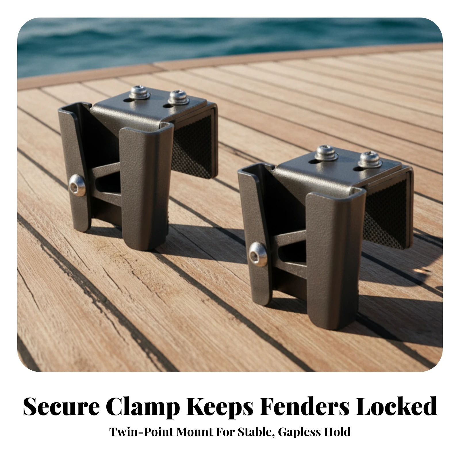 2 Pieces Bumper Hook Clamp with Rubber Pad Stainless Steel Boat Bumper Hanger Marine Rail Clip Adjustable Boat Bumper Clip