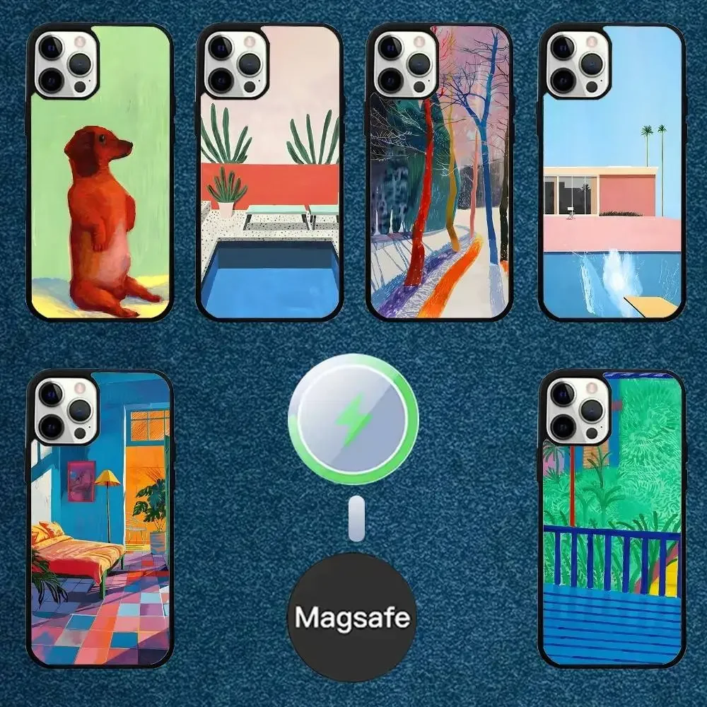 

Art D-David Hockney Paintings Phone Case For iPhone 16,15,14,13,12,11,Plus,Pro,Max Mini Magsafe Magnetic Wireless Charging