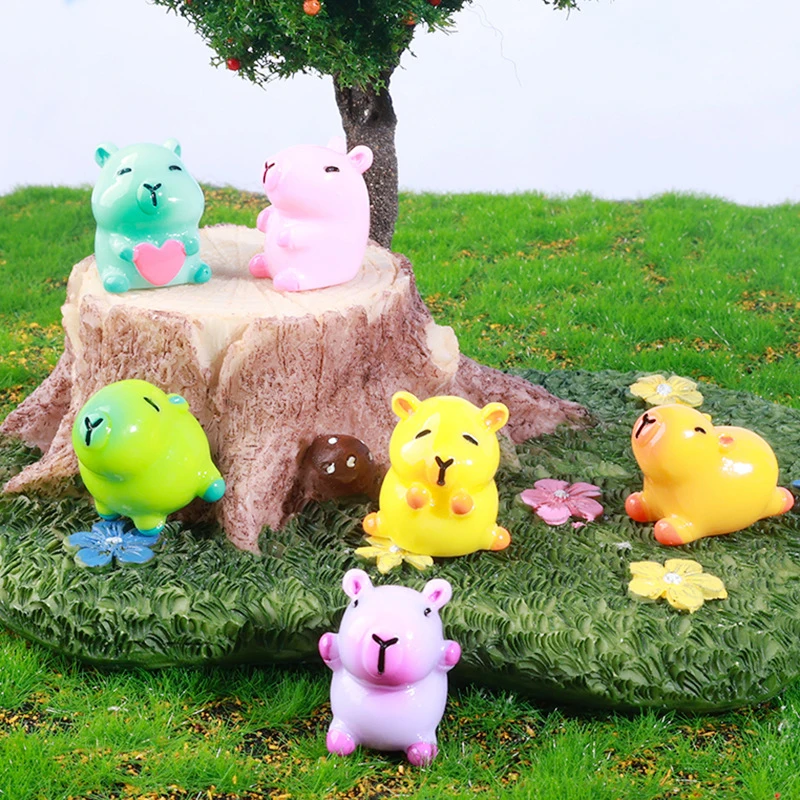 1Pc Miniature Capybara Figurines Mini Figures Resin Desk Ornaments Cute Capybara Gifts Photography Props Mini Statues