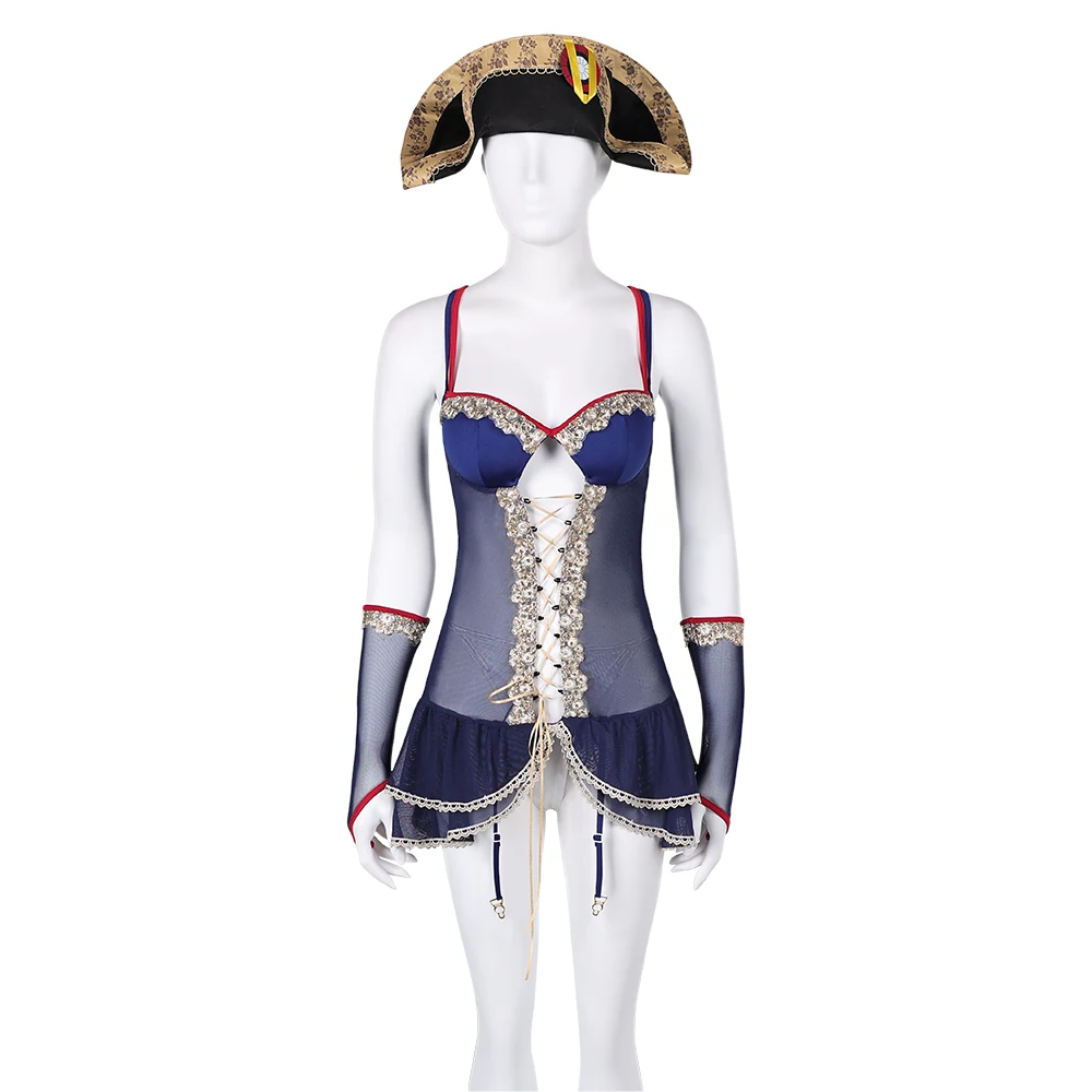 Adult Napoleon Cosplay Costume Women Fantasy Lingerie Jumpsuit Hat Gloves Outfits Halloween Carnival Party Disguise Suit