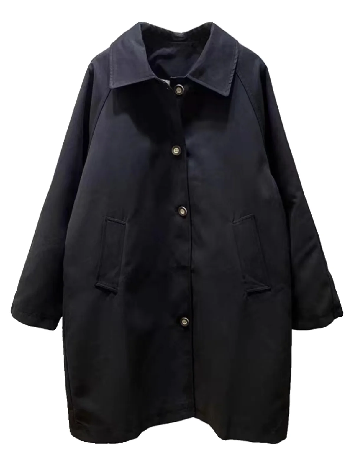 

Korean Sle Long Sve Collar Loose Women's Windbreaker Coat Medium Length Lazy Faion Outerwear Autumn Seasonal