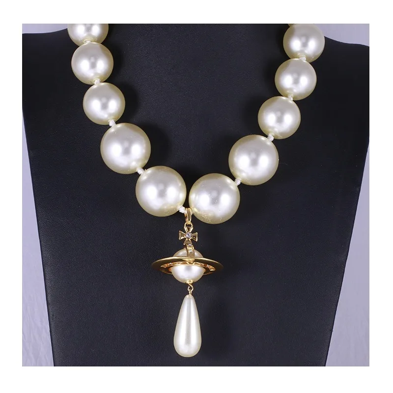 

Jewelry Personality Exaggerated Big Pearl Planet Series Water Drop Pearl Pendant Fashion Necklace Earrings Women