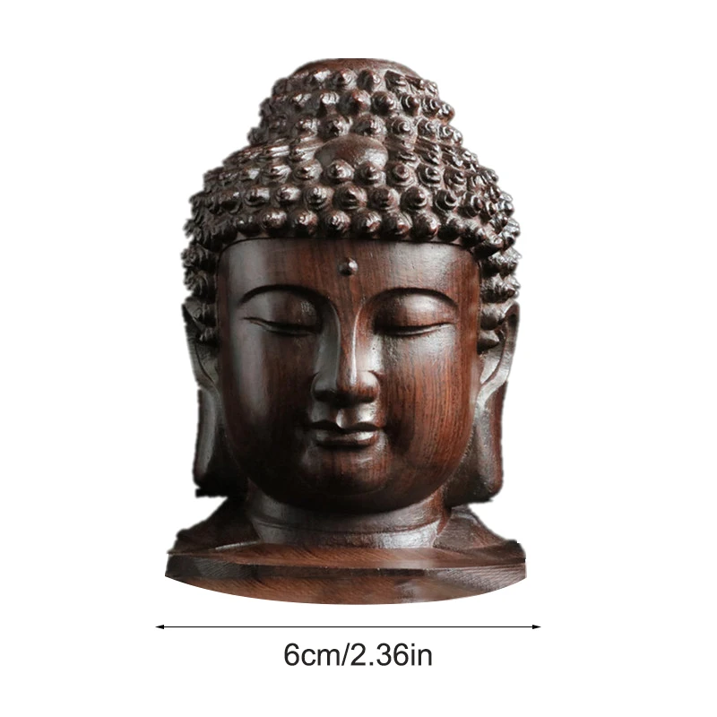 Creative New Buddha Statue Wooden Sakyamuni Tathagata Figurine India Buddha Head Statue Crafts Decorative Ornament