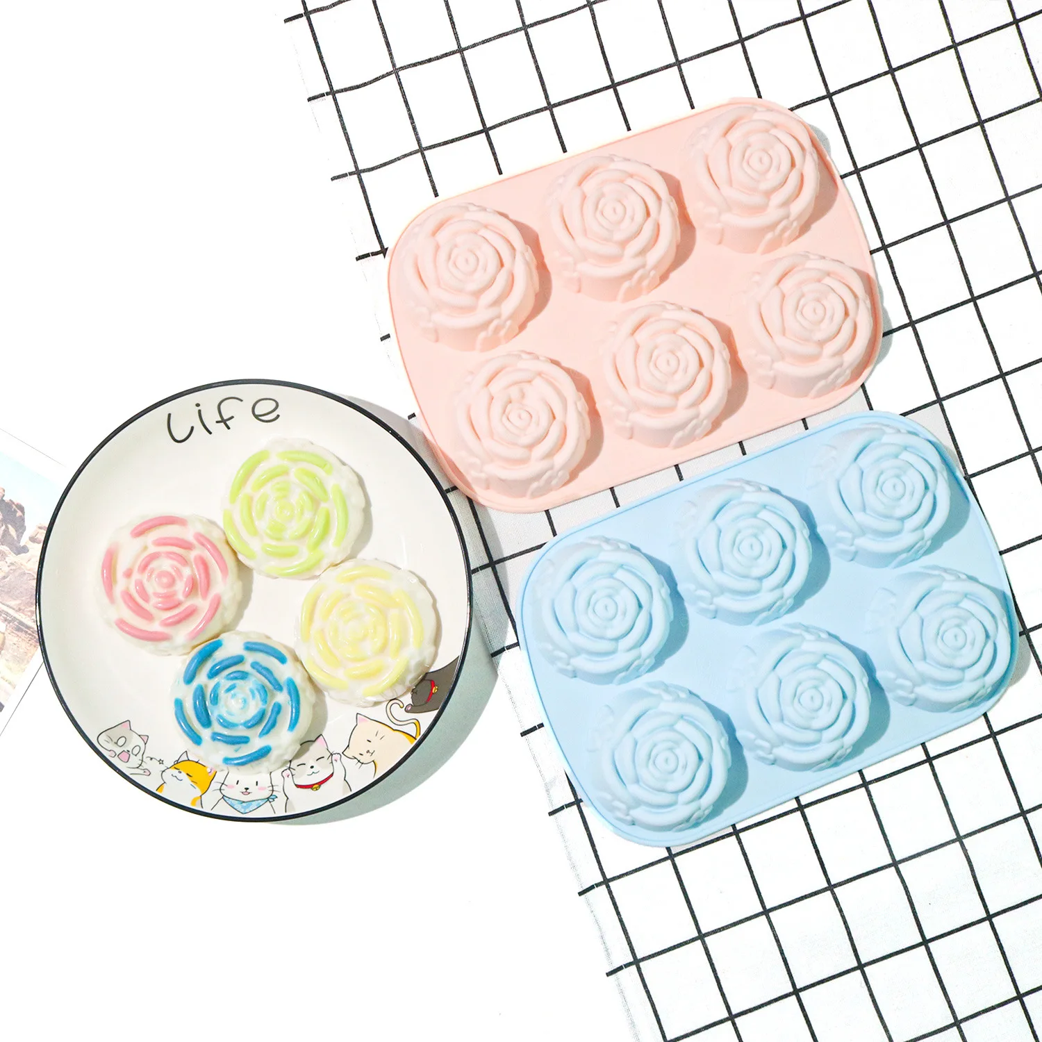 Roses Flowers chocolate wedding cake decorating tools DIY baking fondant silicone mold Clay Resin sugar Candy