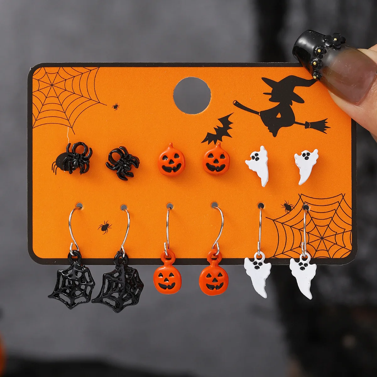 Europe and the United States popular Halloween series pumpkin head ghost dark horror Halloween earrings set