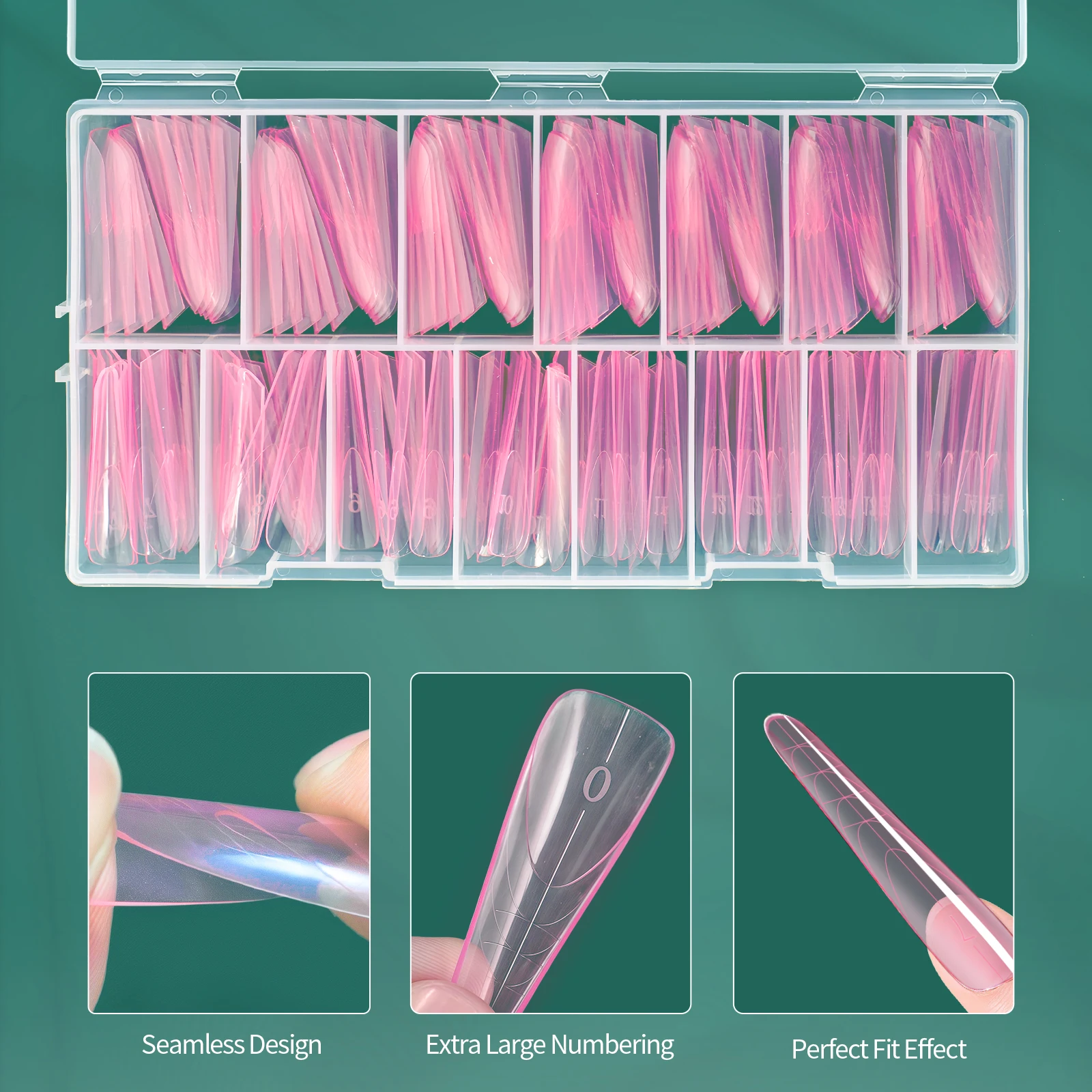 Nailpop 150pcs/box French Long Ballet Nail Dual Forms Clear Extension Top Form Full Coverage Acrylic Building Gel Nail Tools