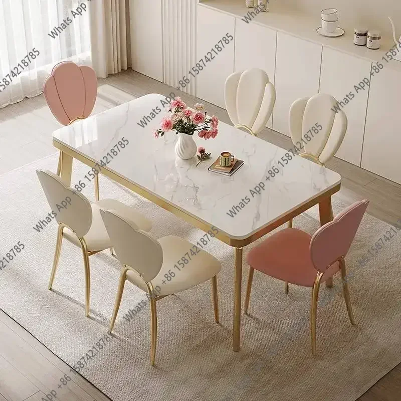 New A Small Space Dining Tables Square Design Gold White Luxury Kitchen Dining Tables Modern Nordic Mesas De Comedor Furniture H