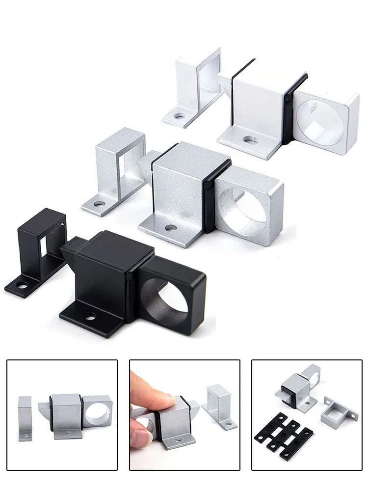 Door Latch Aluminum Alloy Self-Closing Latches Security Automatic Door Spring Bounce Lock Security Pull Ring Gate Latches