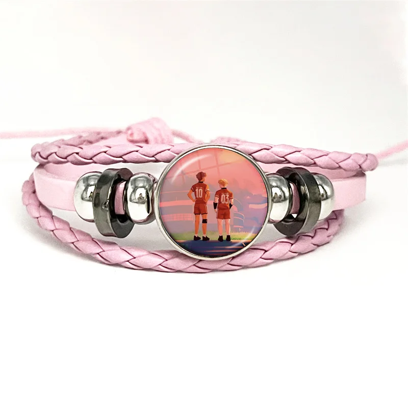 New The Foxhole Court Foxes Palmetto State Pink Leather Bracelet Glass Cabochon Button Multilayer Bangles Wristband Gift