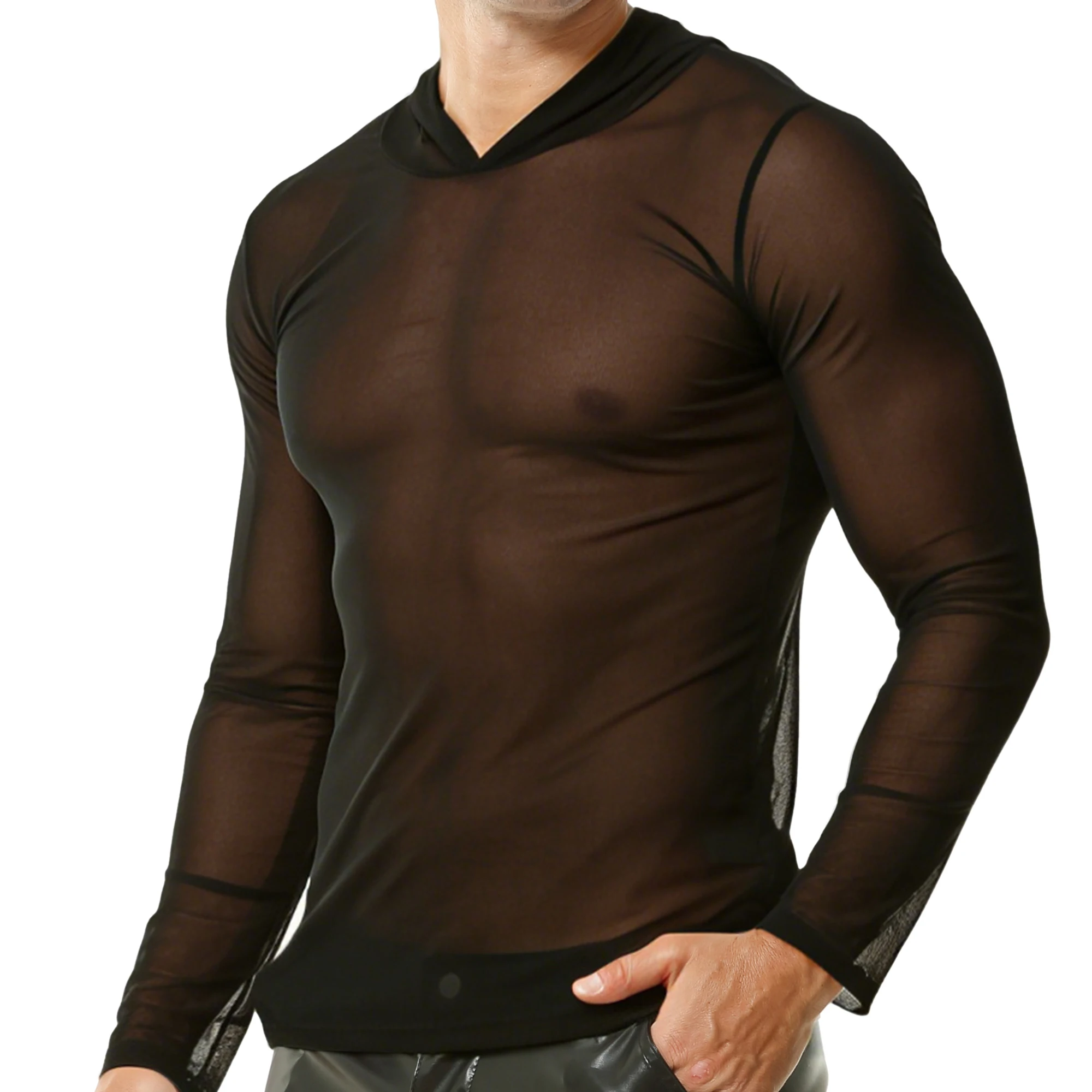 Casual Loose Men T-shirt Top Mesh Breathable Sleeveless Vest Ultra-thin Transparent Sexy Short Sleeve Black/white Soft Tank Tops