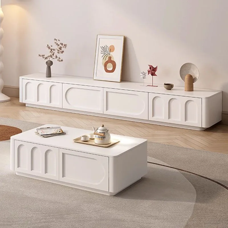 

White Mobile Tv Stands Living Room Modern Organizer Universal Storage Designer Tv Table Luxury Archivadores Trendy Furniture