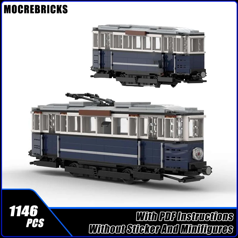 

MOC City Transport Series Tram In Old Style Locomotive TramWagon Model Building Block DIY Originality Brick Toys Set Xmas Gift