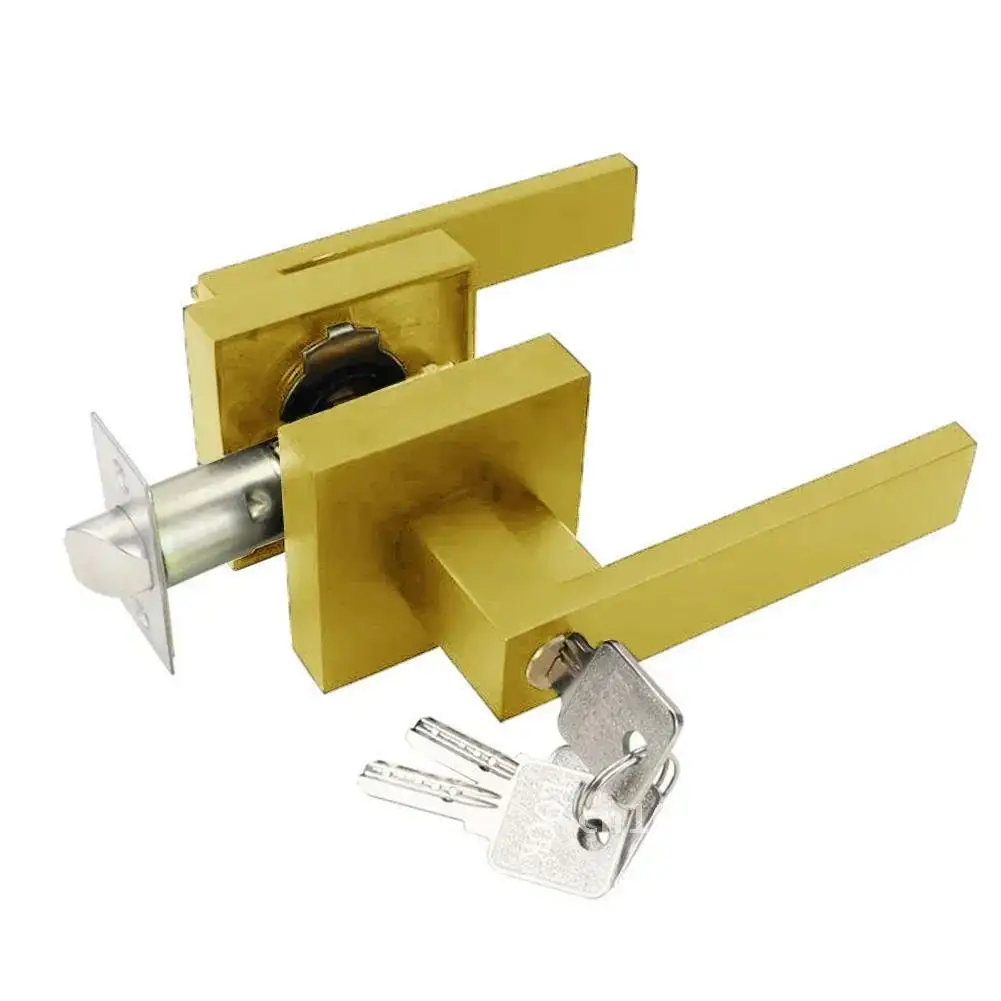 

Aluminum Alloy Door Handle Square Door Lock Set With Key Door Internal Doors Furniture 35-45mm Wooden Hardware Knob For Fittings