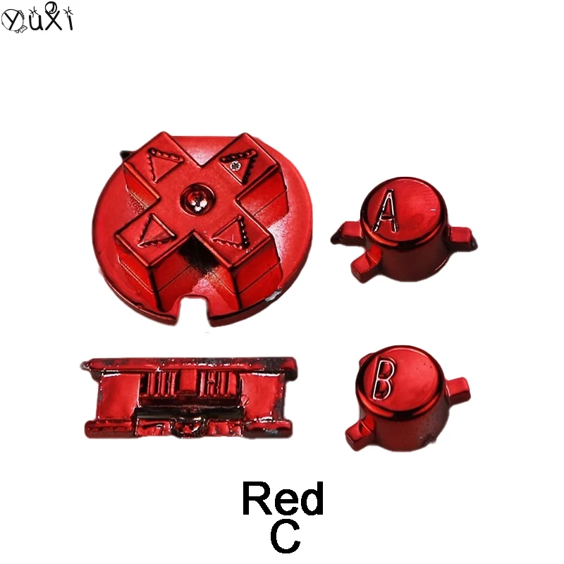 YuXi-GBC Electroplate Button Console Cross Key, ABLR Button, Full Buttons Set, Handle Acessórios de Manutenção, 1Set