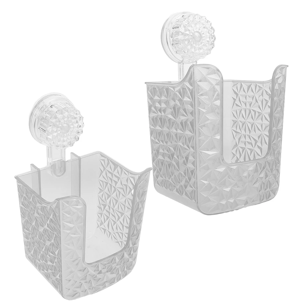 

2pcs Bathroom Storage Box Paper Towel Holder Tissue Wipe Dispenser No Drill Suction Cup Storage Box For Bathroom