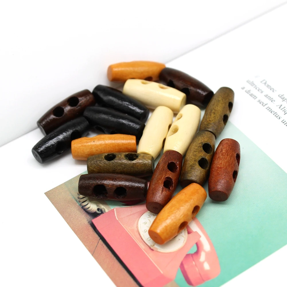 50PCs/lot Olive button for Craft And Scrapbooking 20mm 2 Holds Wood Sewing Toggle Buttons Cloth Accessories