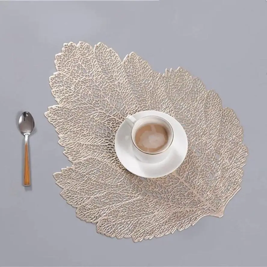 2026 Simulation Leaf PVC Coasters Plant Cup Placemats Dining Table Coffee Table Mats Kitchen Christmas Home Party Decoration