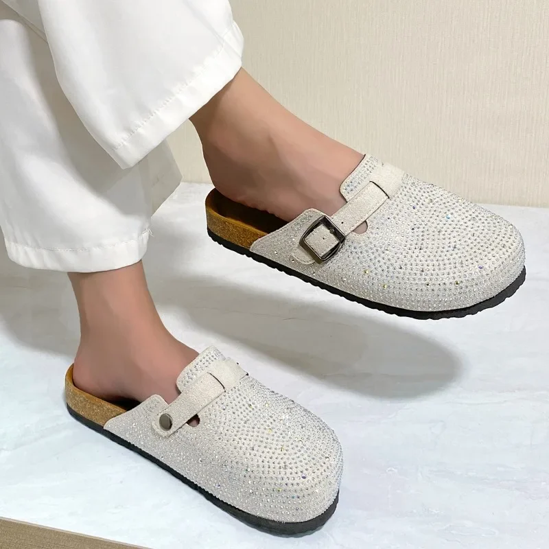 Women's Slippers 2024 New Women with Package Head Flat Bottom BirKen  Shoes Summer Big Size Fashion Stork Couple Slippers