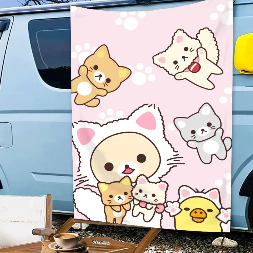 Cute Cartoon flag High End Quality Living Room Home Banner Printing Artistic Atmosphere Style Camping R-Rilakkuma