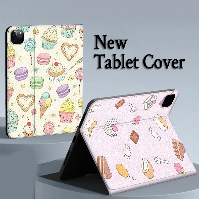 حافظة بنمط الحلوى اللذيذة لجهاز iPad Air Mini Pro 7 6 5 9.7 11 10.5 12.9 تابلت للنوم/الاستيقاظ التلقائي