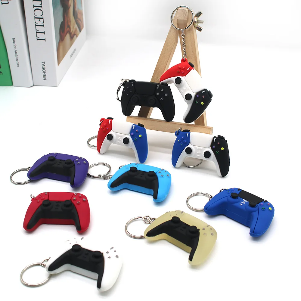 Ps5 Simulation Drop Glue Console Game Handle KeyChain Bag Car key Ring Pendant llaveros Hanging Ornaments Gifts wholesale