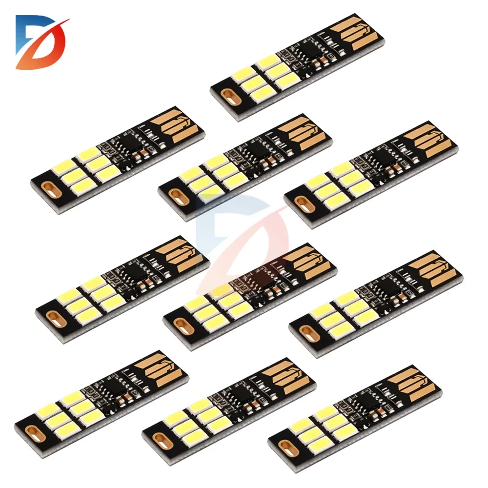 10/5/1 шт. Мини-светильник USB 5730 с 6 светодиодами, 5В, сенсорный, с регулировкой яркости, ночник для повербанка, компьютера, ноутбука, чтения книг, настольная лампа