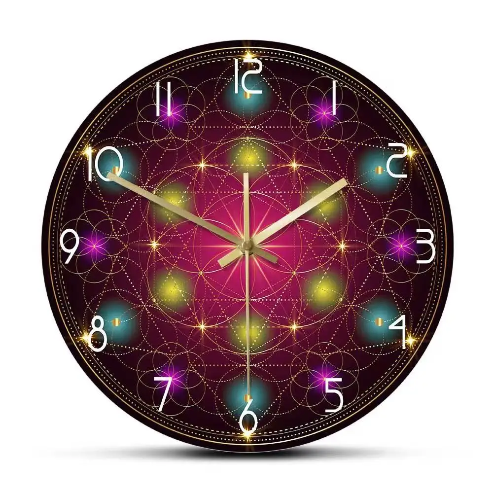 Sacred Geometry Galaxy Flower of Life Wall Clock - Silent Quartz Home Decor Room Decoration Gift