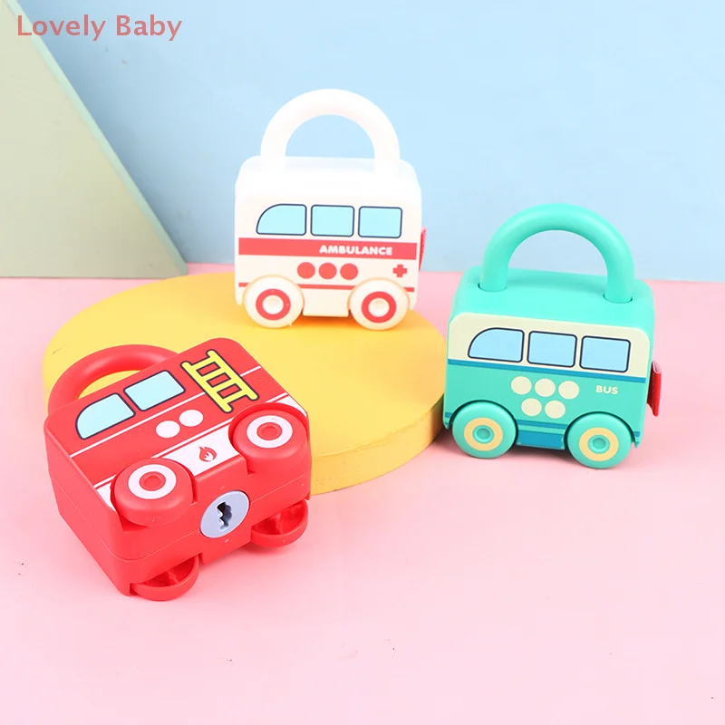 【BBS】1 Pc Random Color Kids Learning Locks with Keys Educational Numbers Matching Counting Car Toys