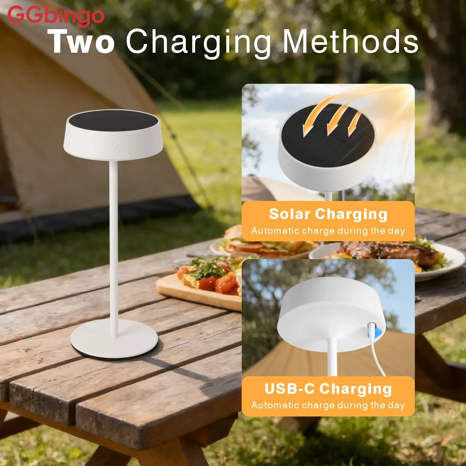 New Desk Lamp Solar Light Table Lamp for Bedroom Outdoor Camping Garden Two Charging Way 3 Color Temperature Night Lights