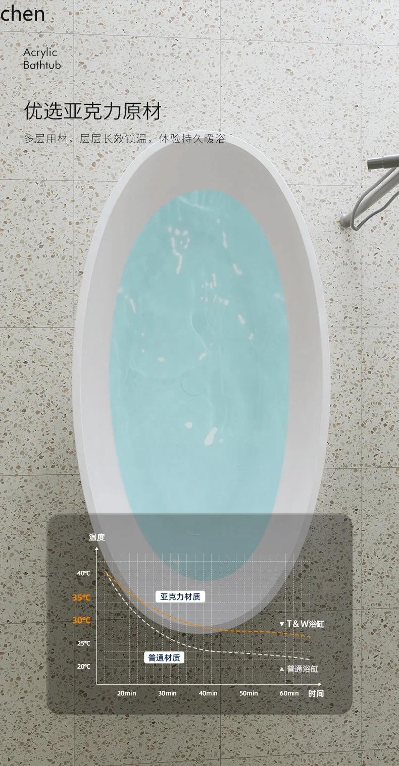 ZML Acrylic Bathtub Integrated Household Freestanding Small Apartment Homestay Hotel