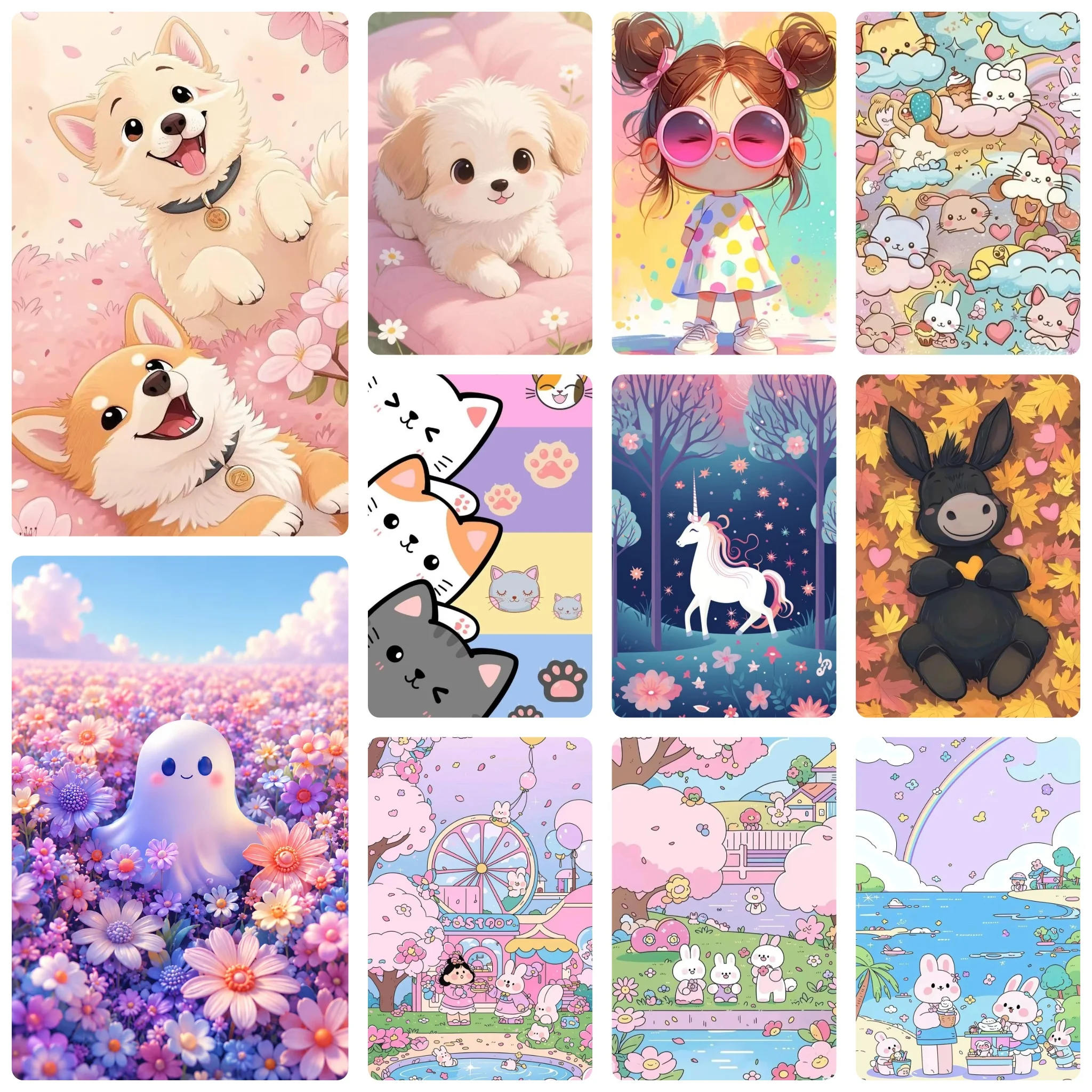 DIY Cute Cartoon Pet Diamond Painting,Whimsical Puppy Cat And Fantasy Creature Art For Living Room Wall Decoration Handmade Gift