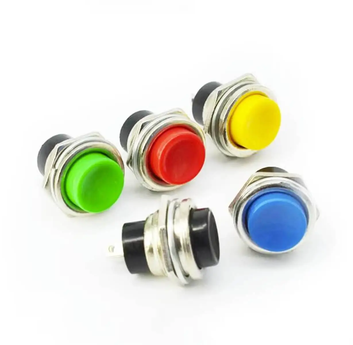 2pcs Colors 16mm Mounting Hole 2 Pins SPST 3A 125VAC Normal Open/Close Momentary Push Button Switch