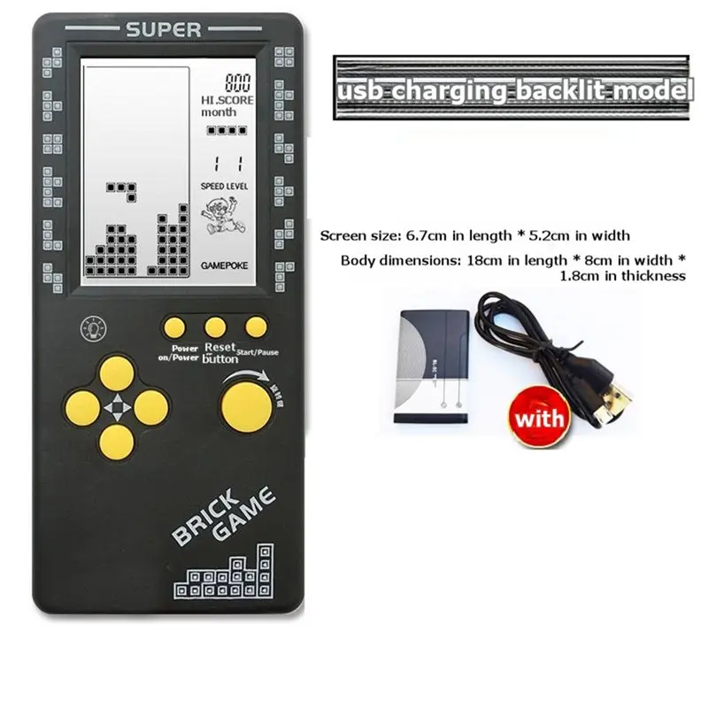 【NOWA KONSOLA A09R!】 Przenośna konsola do gier Tetris, ładowana przez USB, 4,1-calowy retro odtwarzacz gier — zdjęcie produktu 3