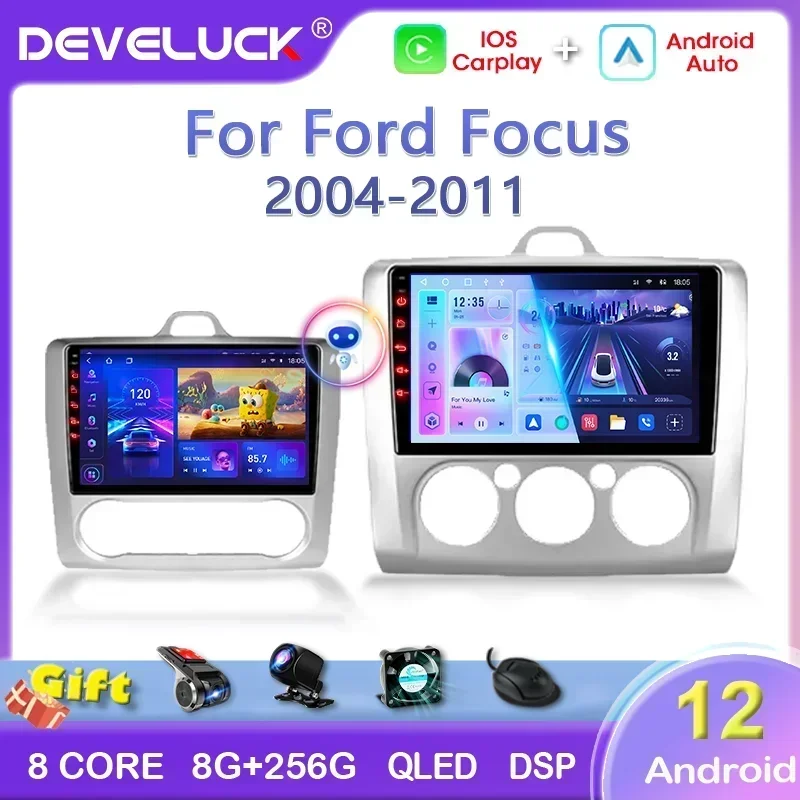 

Develuck 2 Din Android 12 Car Radio For Ford Focus 2 2004-2011 Multimedia Video Player GPS Navigation RDS Carplay Screen Stereo