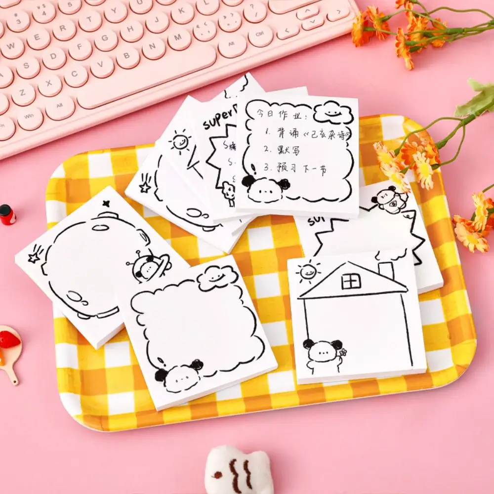 Stationery Cute White Sticky Notes Simple Creative Cartoon Sticky Notes Ins High Appearance Level Message Paper Student