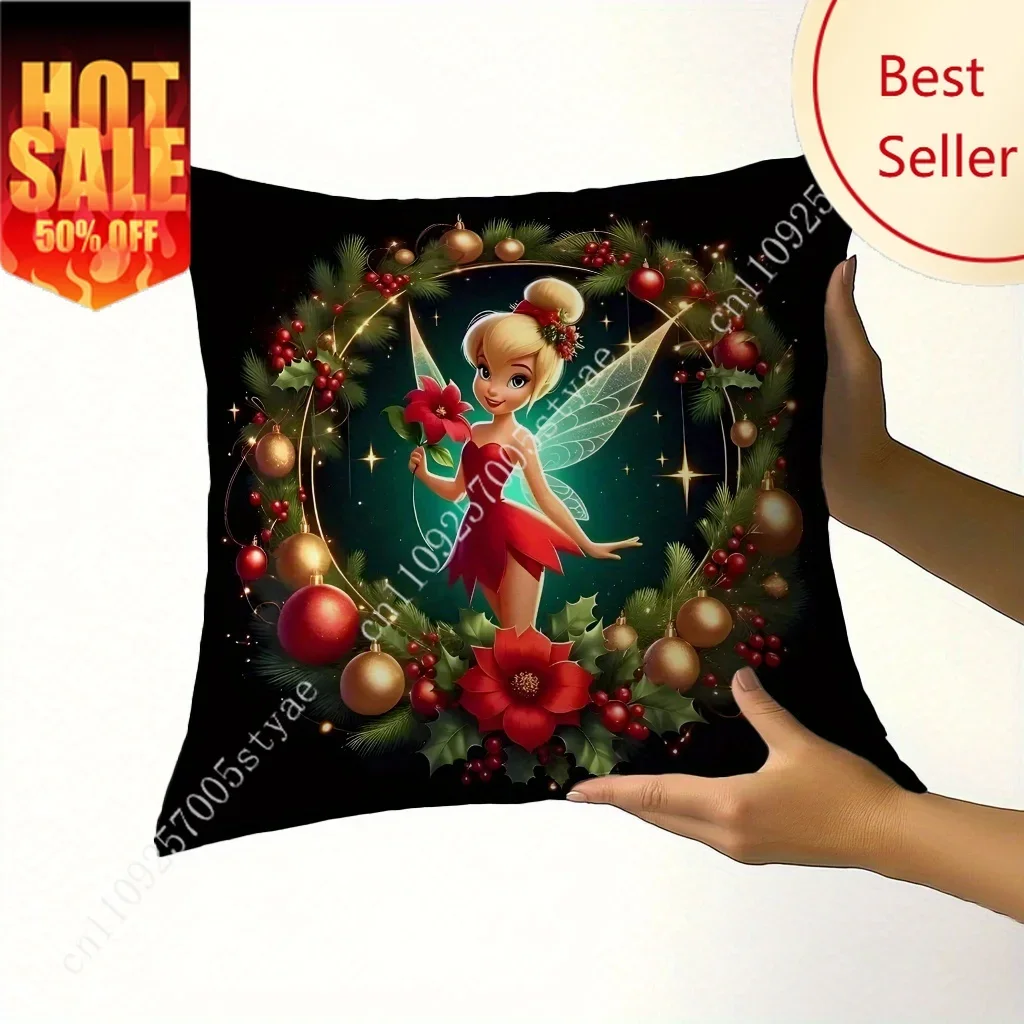 

Tinker Bell In Floral Pillowcase Disney Cartoon Pillow Case Soft Bed Decoration Child Party Boy Girl Gifts Custom Pillow Cover