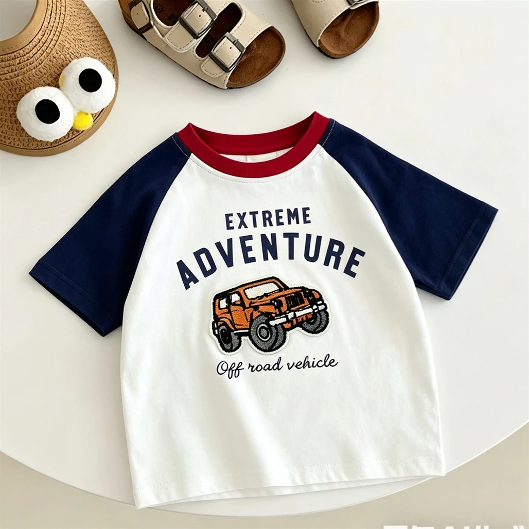 Fashion Summer Clothes 2026 Boys Child Short-sleeved Tops Toddler Loose Casual Children's Cartoon Printed Tees New Design T