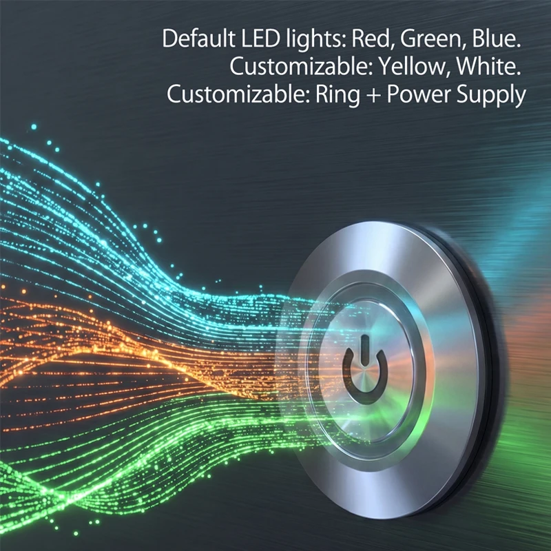 LANBOO 5-24V 16/19/22mm IP67 Waterproof Push Button Momentary Touch Switch LED Luminous Color Stainless Steel for Marine Equipme