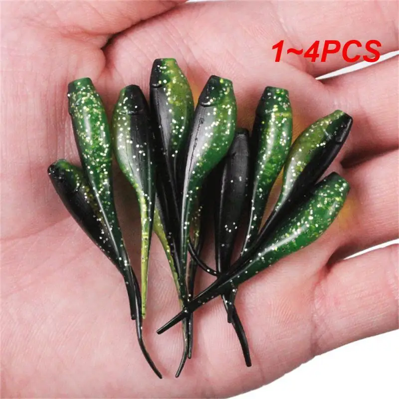 1~4PCS 0.7g 5cm Worm Fishing Lures Silicone Soft Lures Long Tail Swimbaits Artificial Bait Tadpole Fishing Tackle Tool